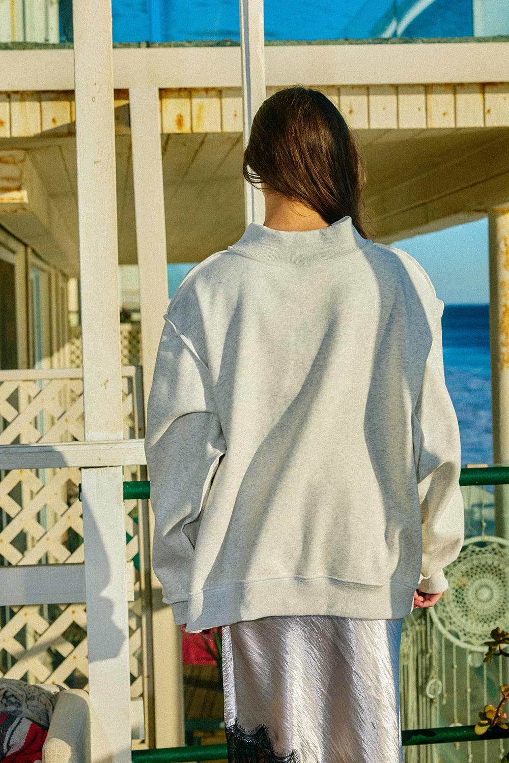 'CAROLINA' Print Reversible Mock-Neck Sweatshirt
